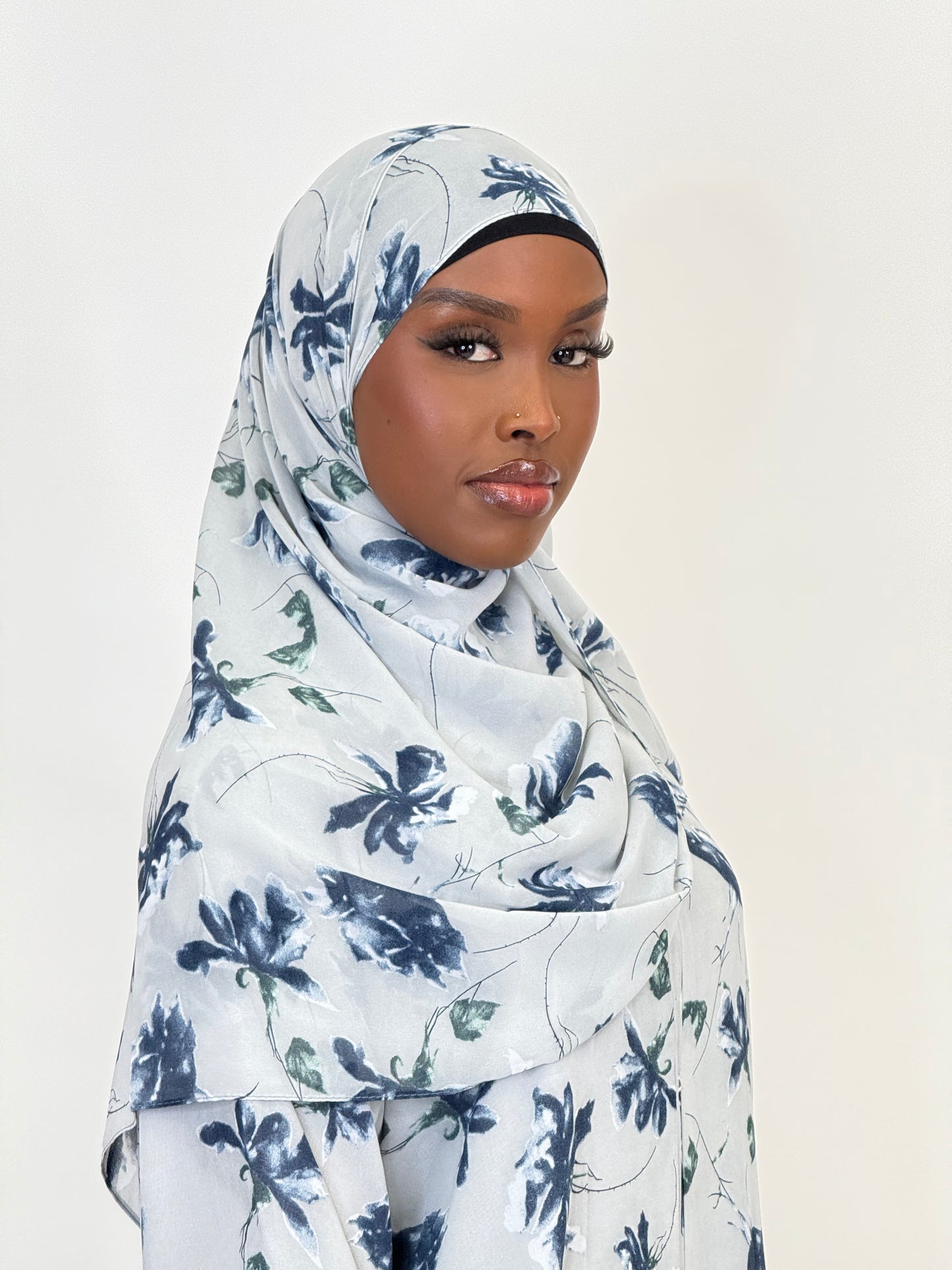 Blue Floral Print abaya set