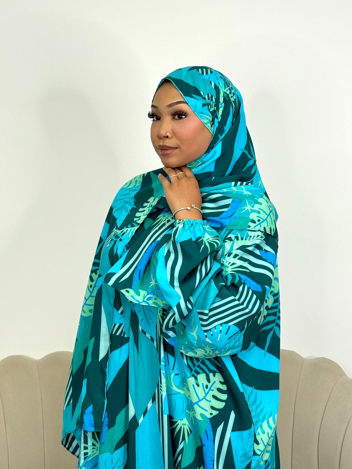 Medici print one piece prayer dress