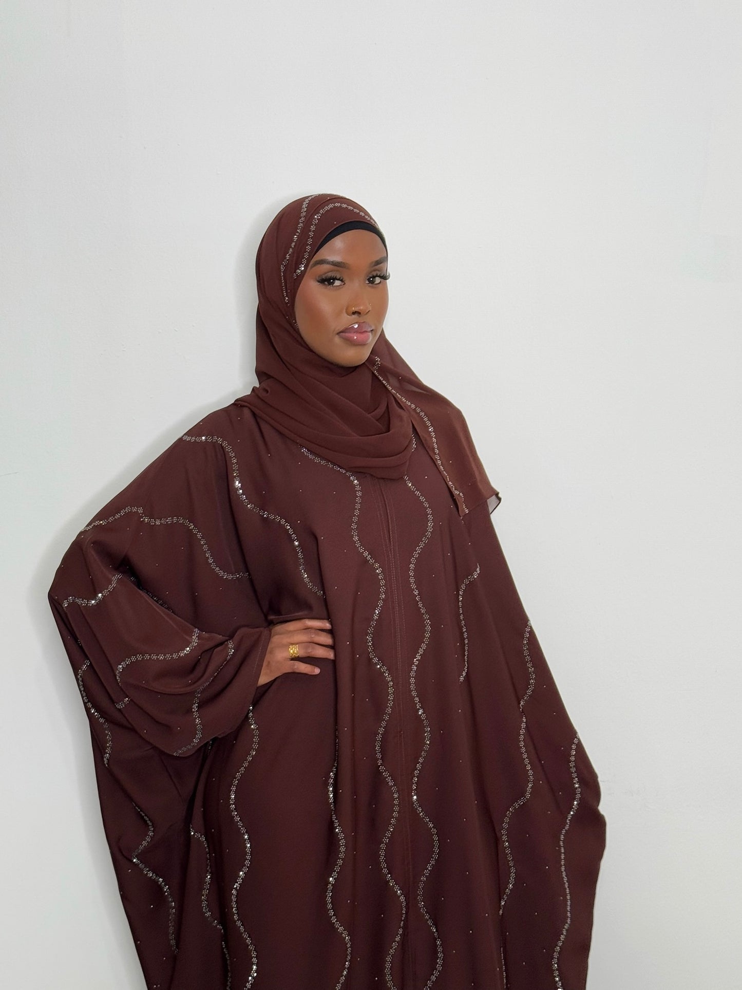 Sophia Swirl Brown Abaya
