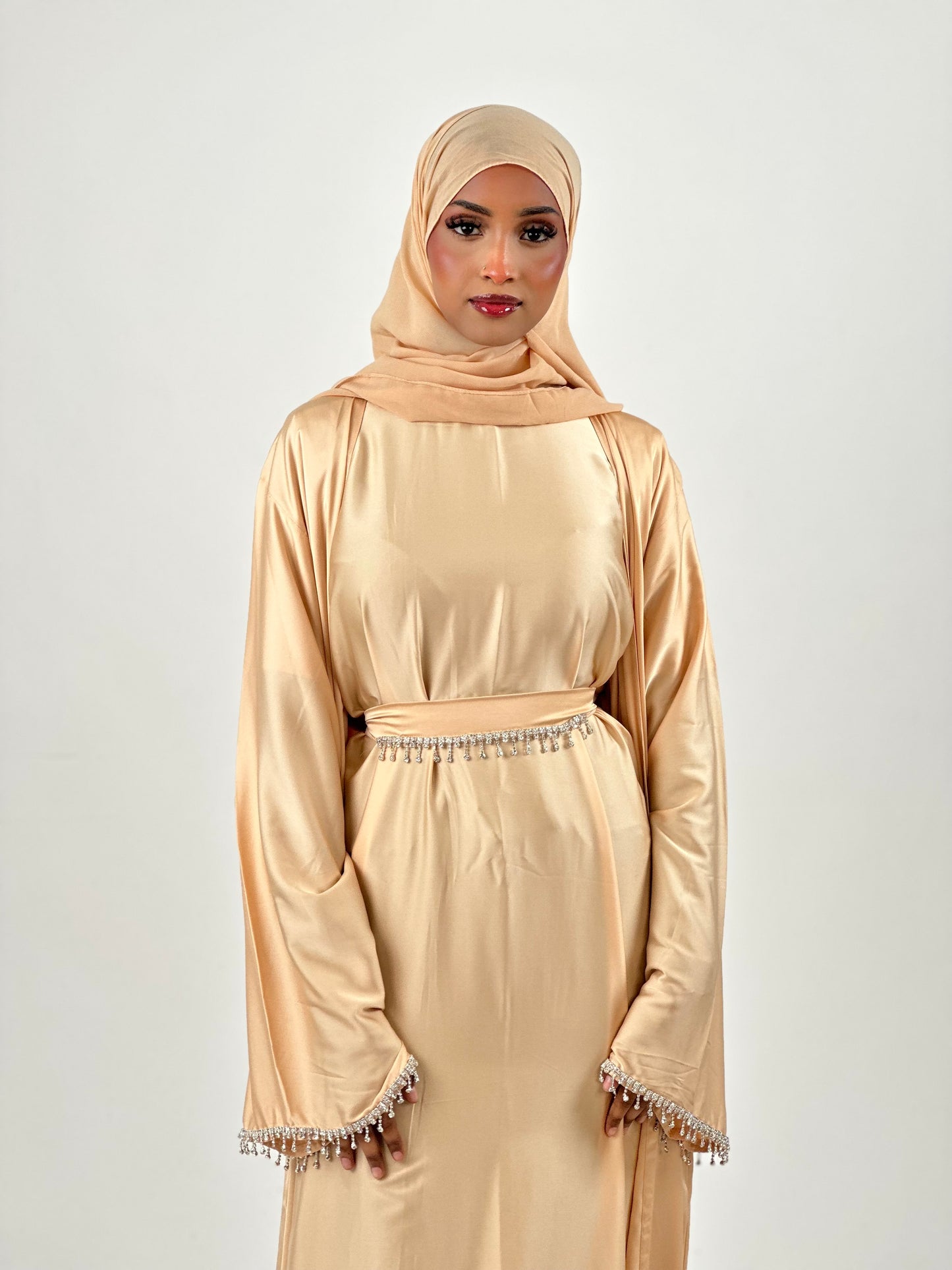 Idyllic satin abaya set