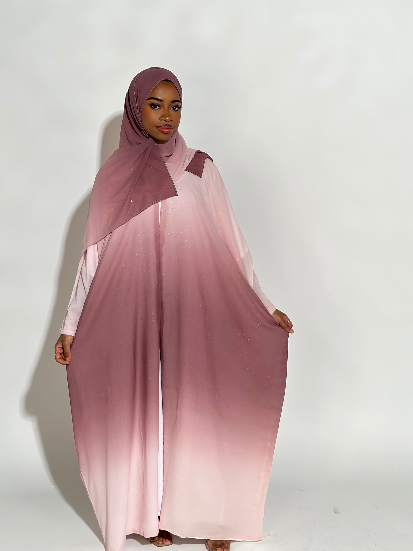 Dream pink Ombré stars abaya