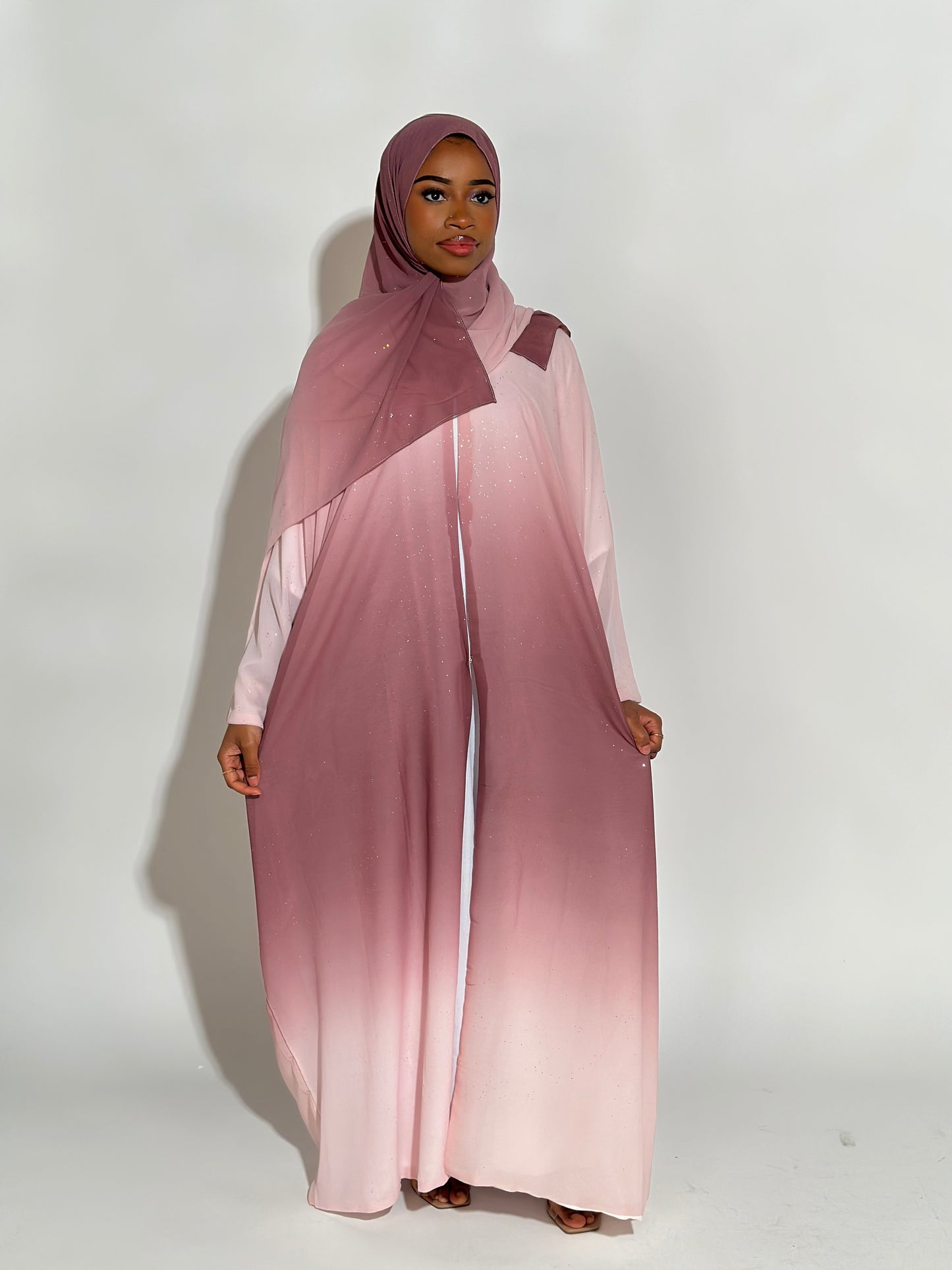 Dream pink Ombré stars abaya