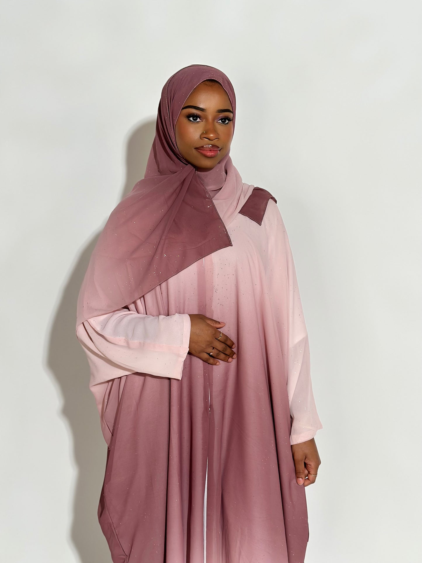 Dream pink Ombré stars abaya