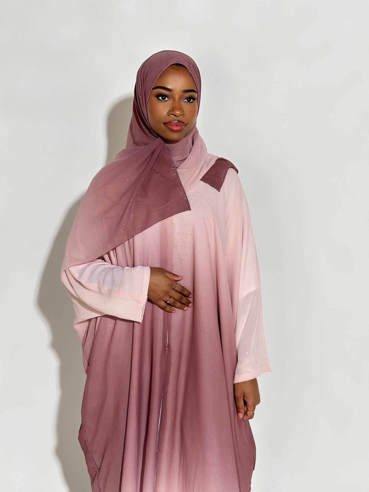 Dream pink Ombré stars abaya