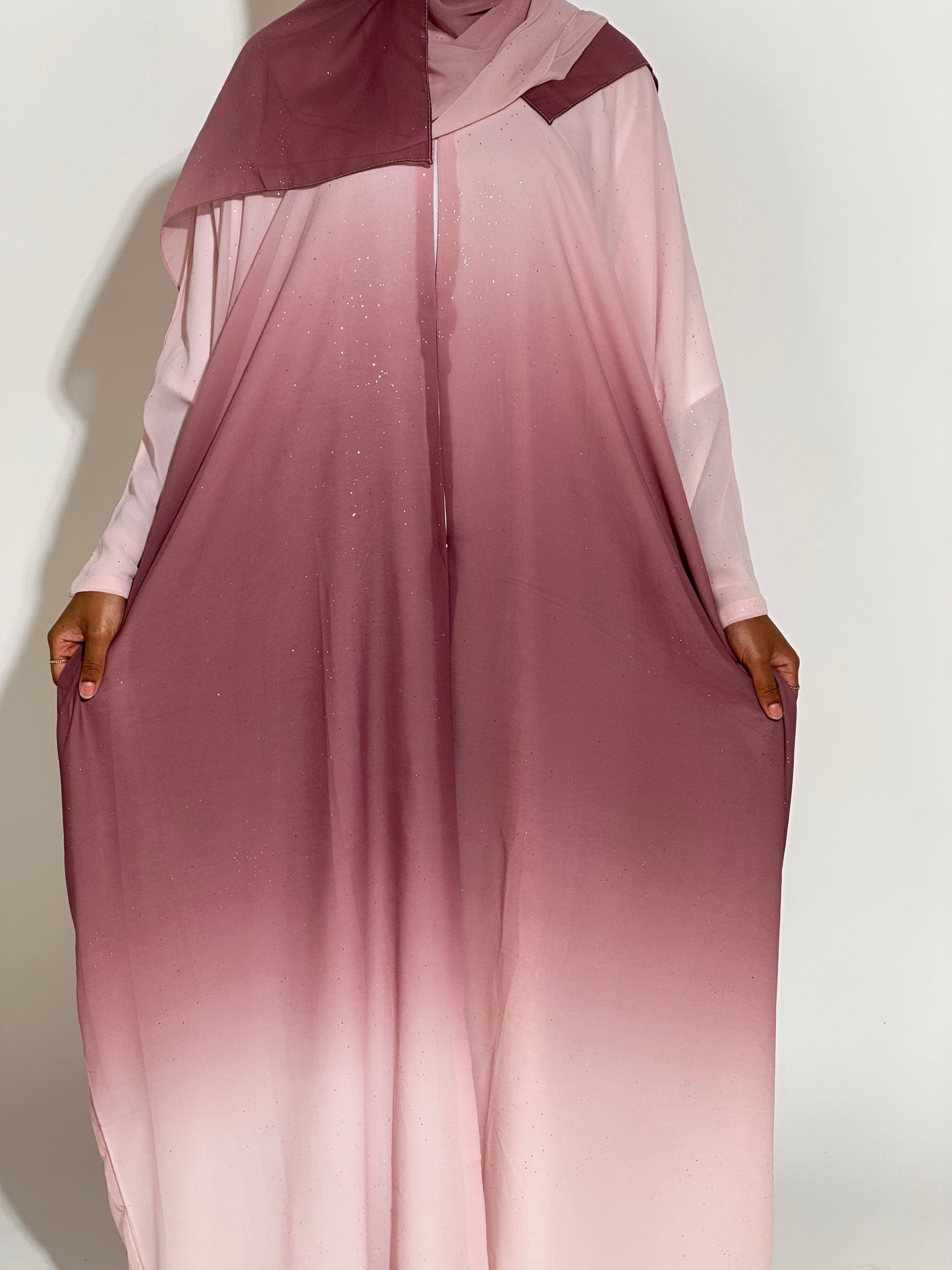 Dream pink Ombré stars abaya