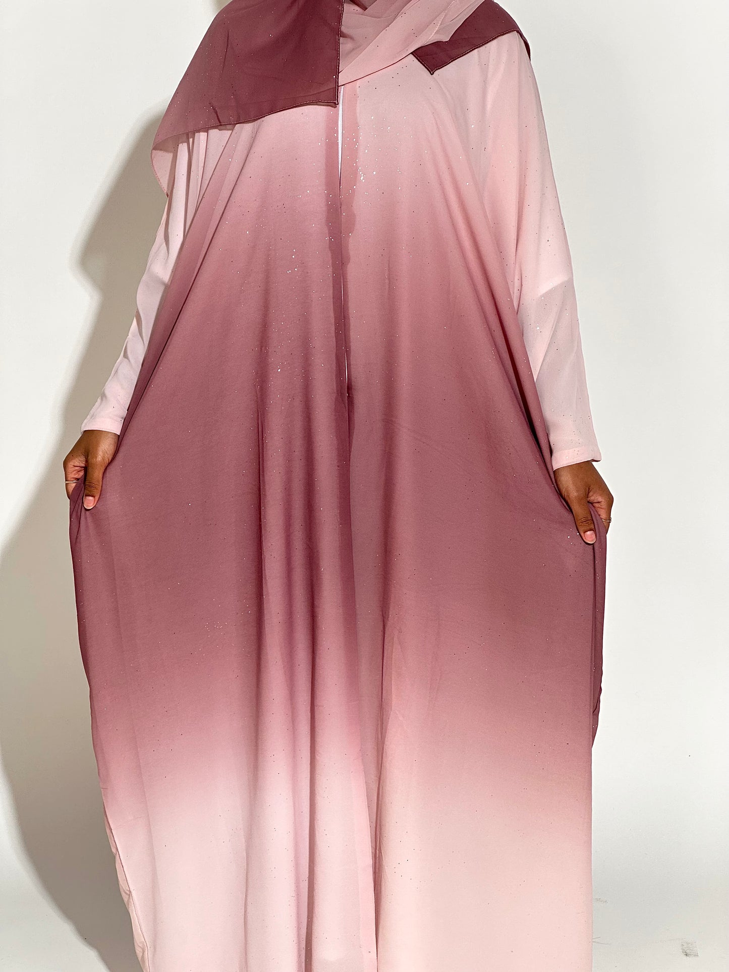 Dream pink Ombré stars abaya