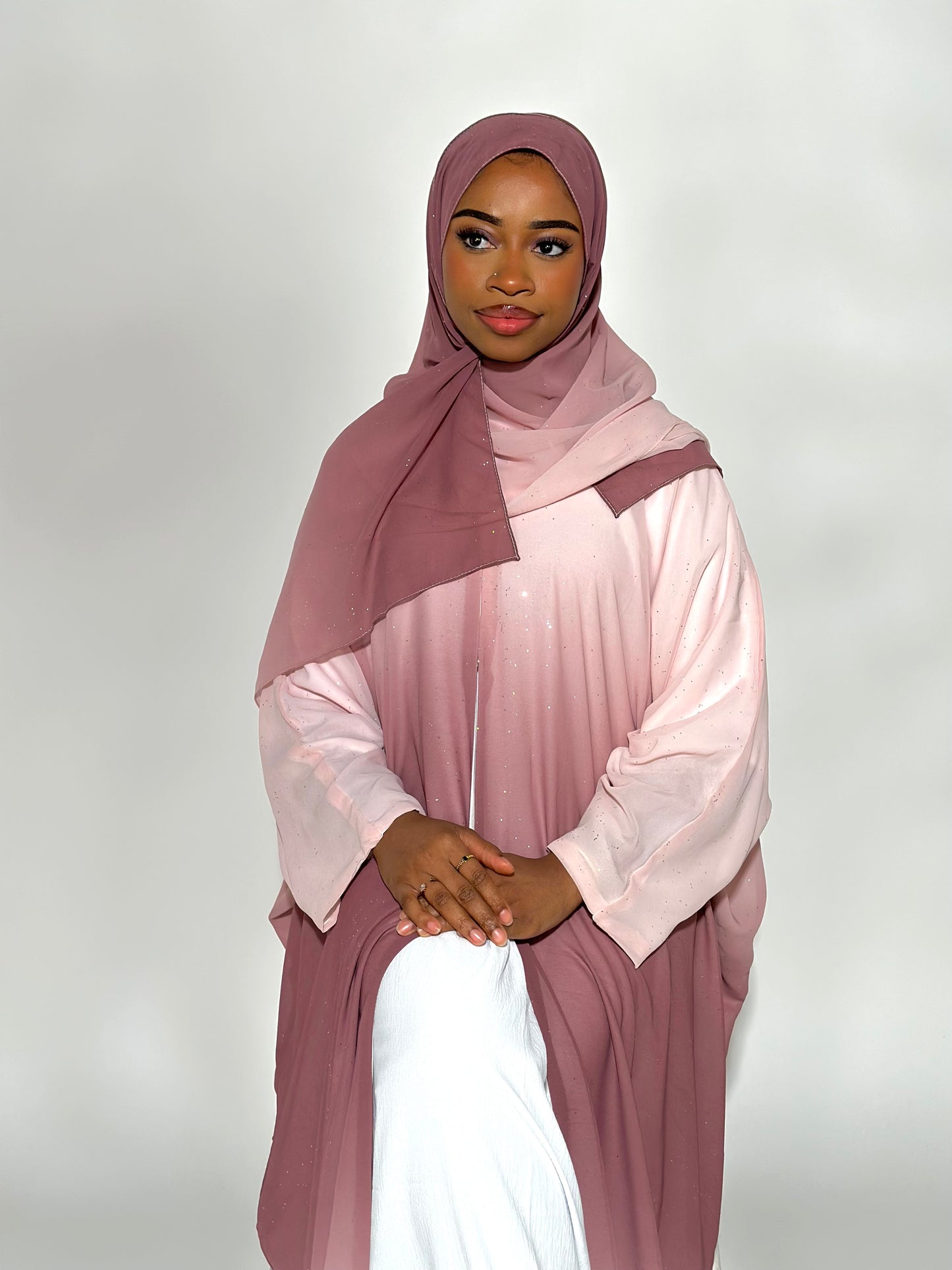 Dream pink Ombré stars abaya