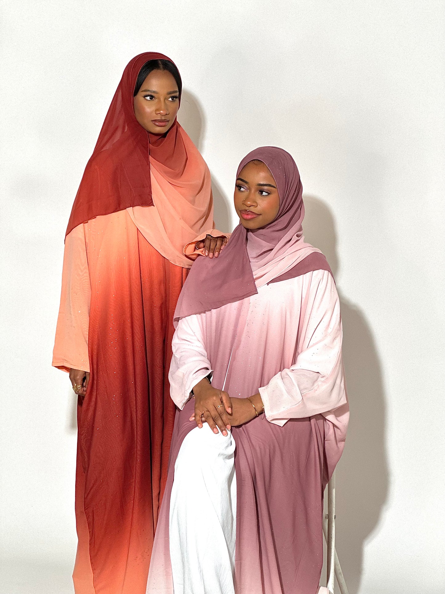 Dream pink Ombré stars abaya