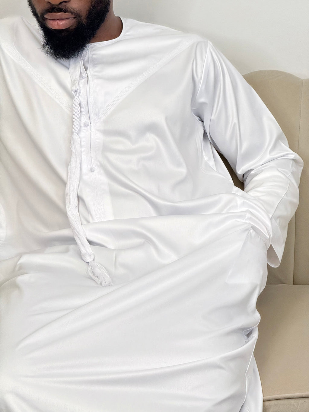 White satin Thobe