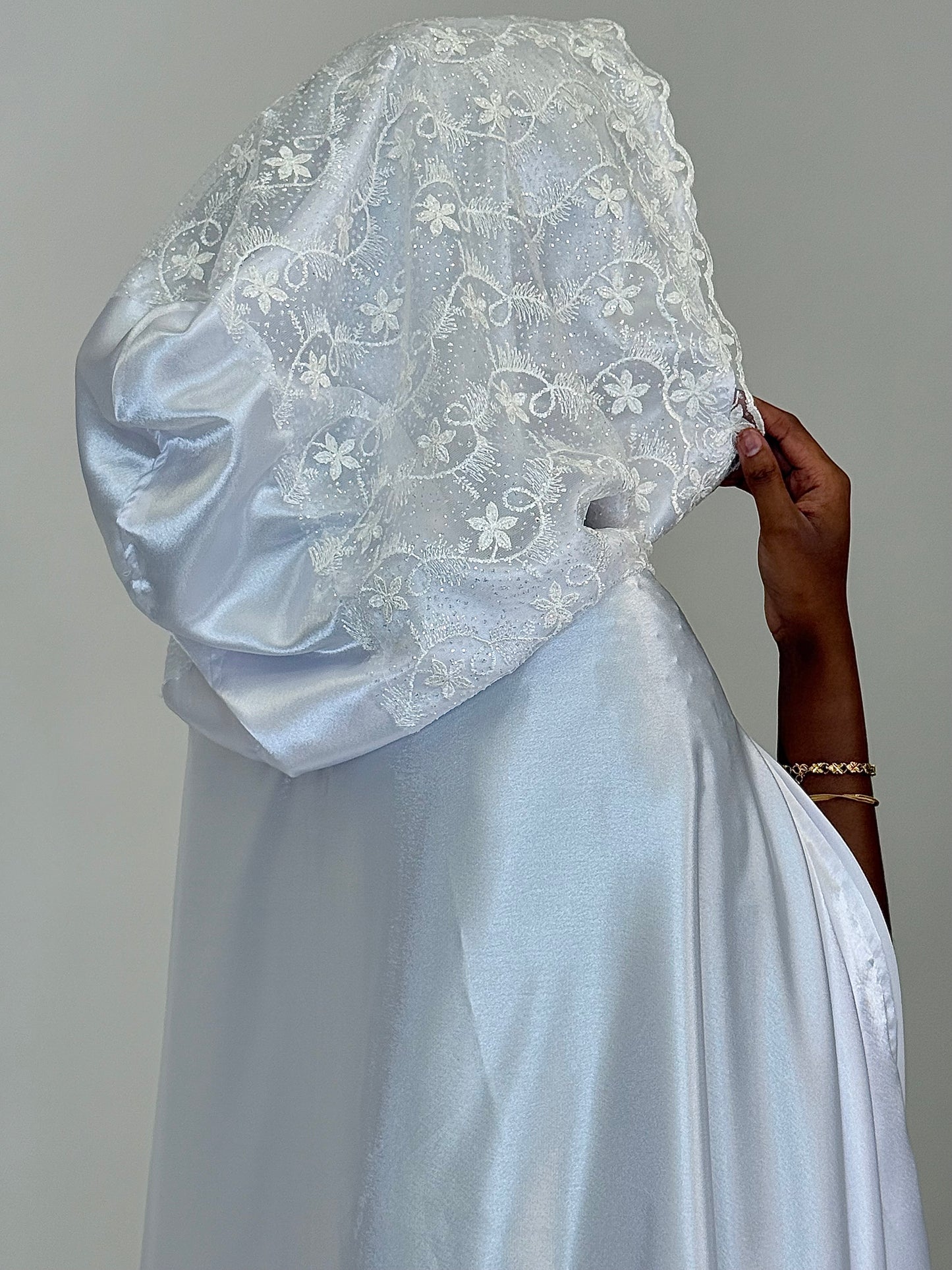 Grace glitter silk Bridal cover up cape