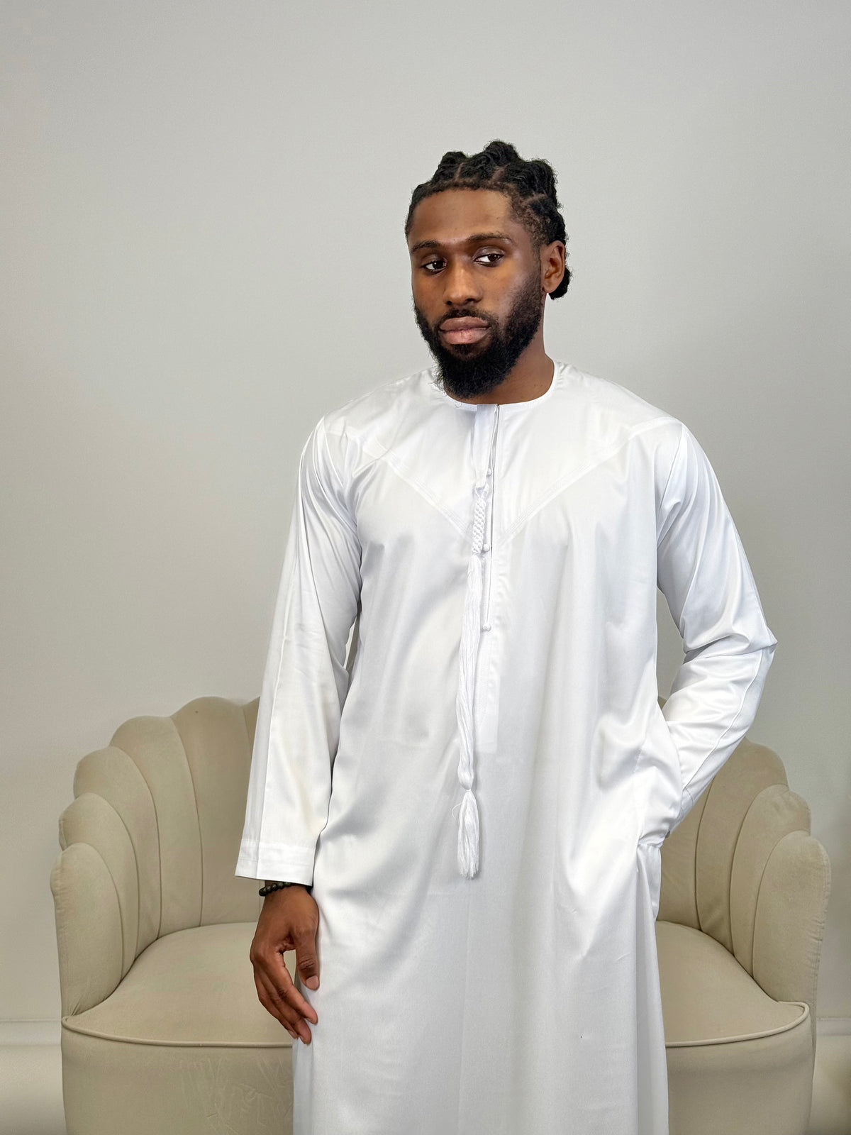White satin Thobe