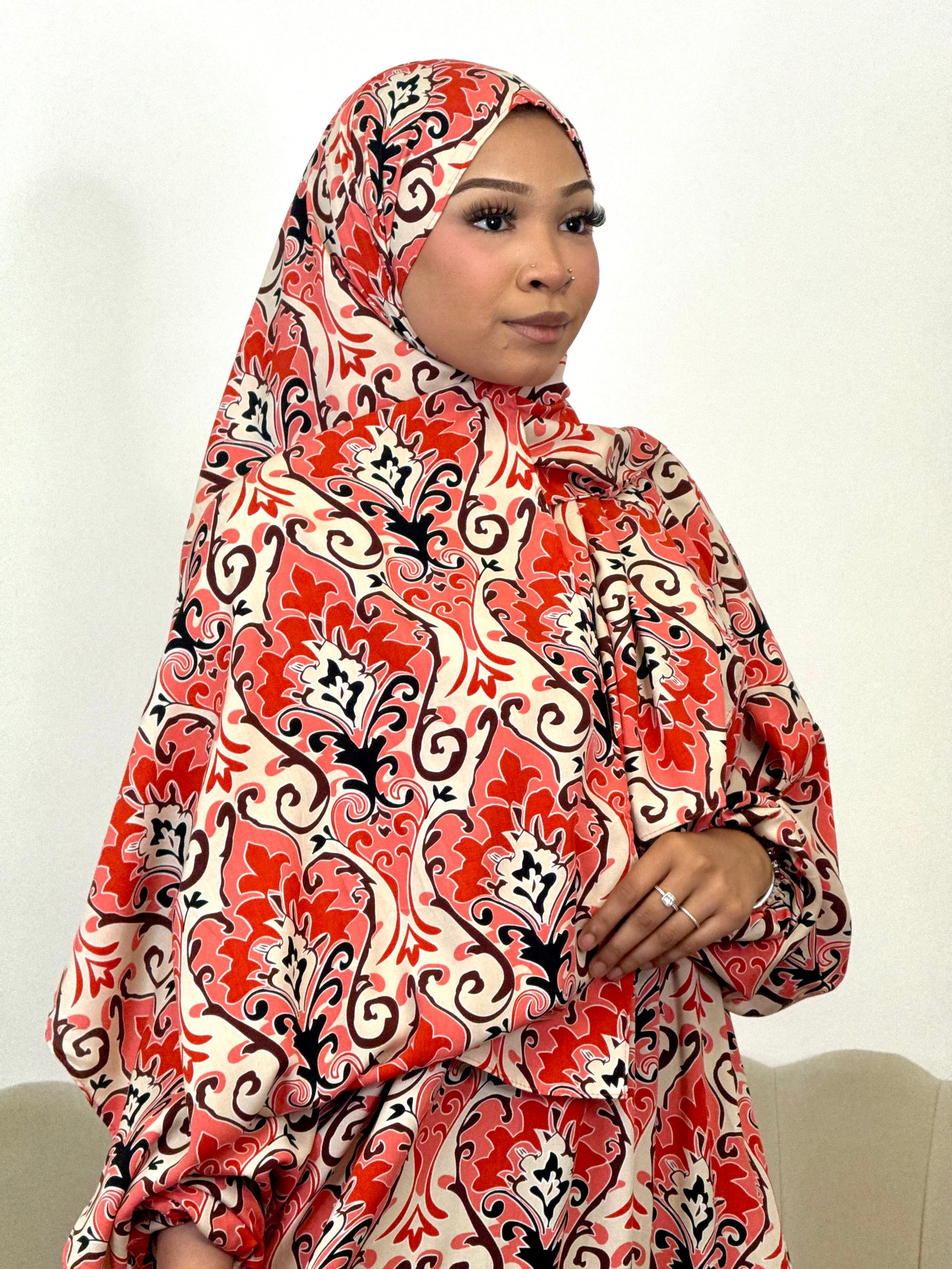 Berry print one piece prayer dress