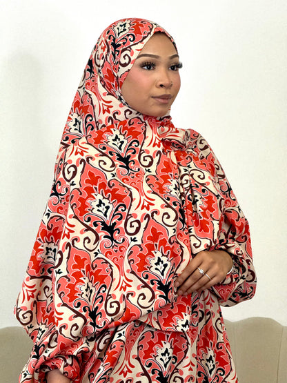 Berry print one piece prayer dress