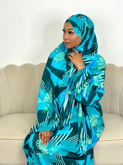 Medici print one piece prayer dress