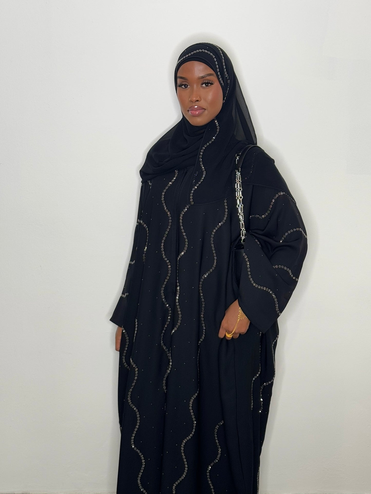 Sophia Swirl Black Abaya