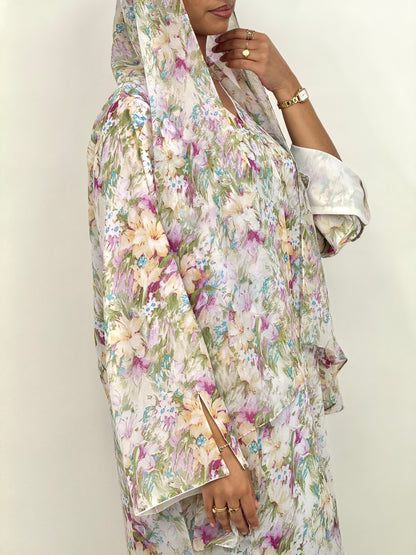 Limited purple rain printed abaya