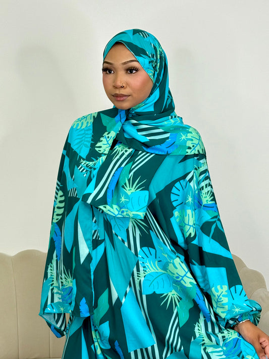 Medici print one piece prayer dress