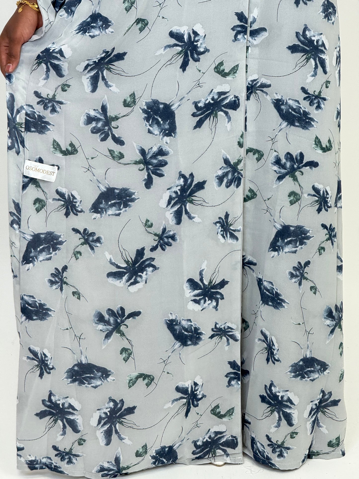 Blue Floral Print abaya set