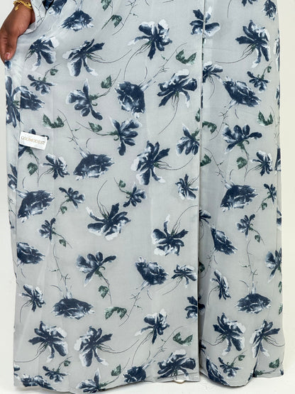 Blue Floral Print abaya set