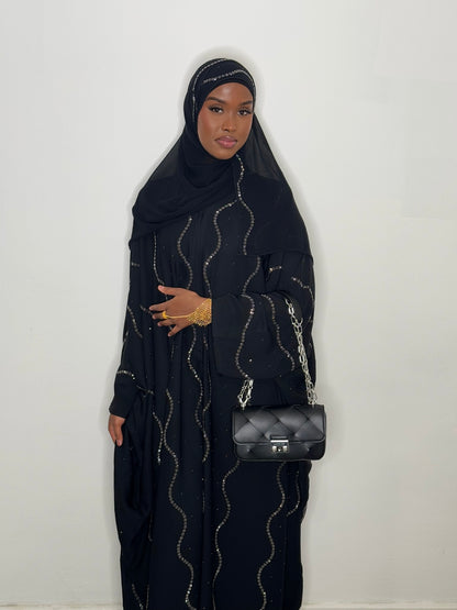 Sophia Swirl Black Abaya