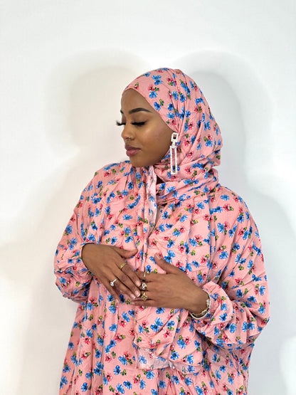 Pink Dream floral one piece islamic prayer dress
