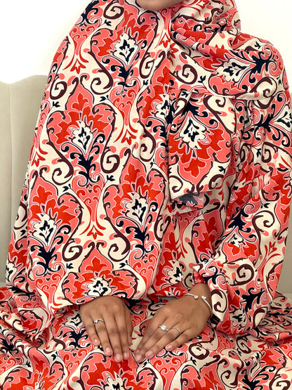 Berry print one piece prayer dress