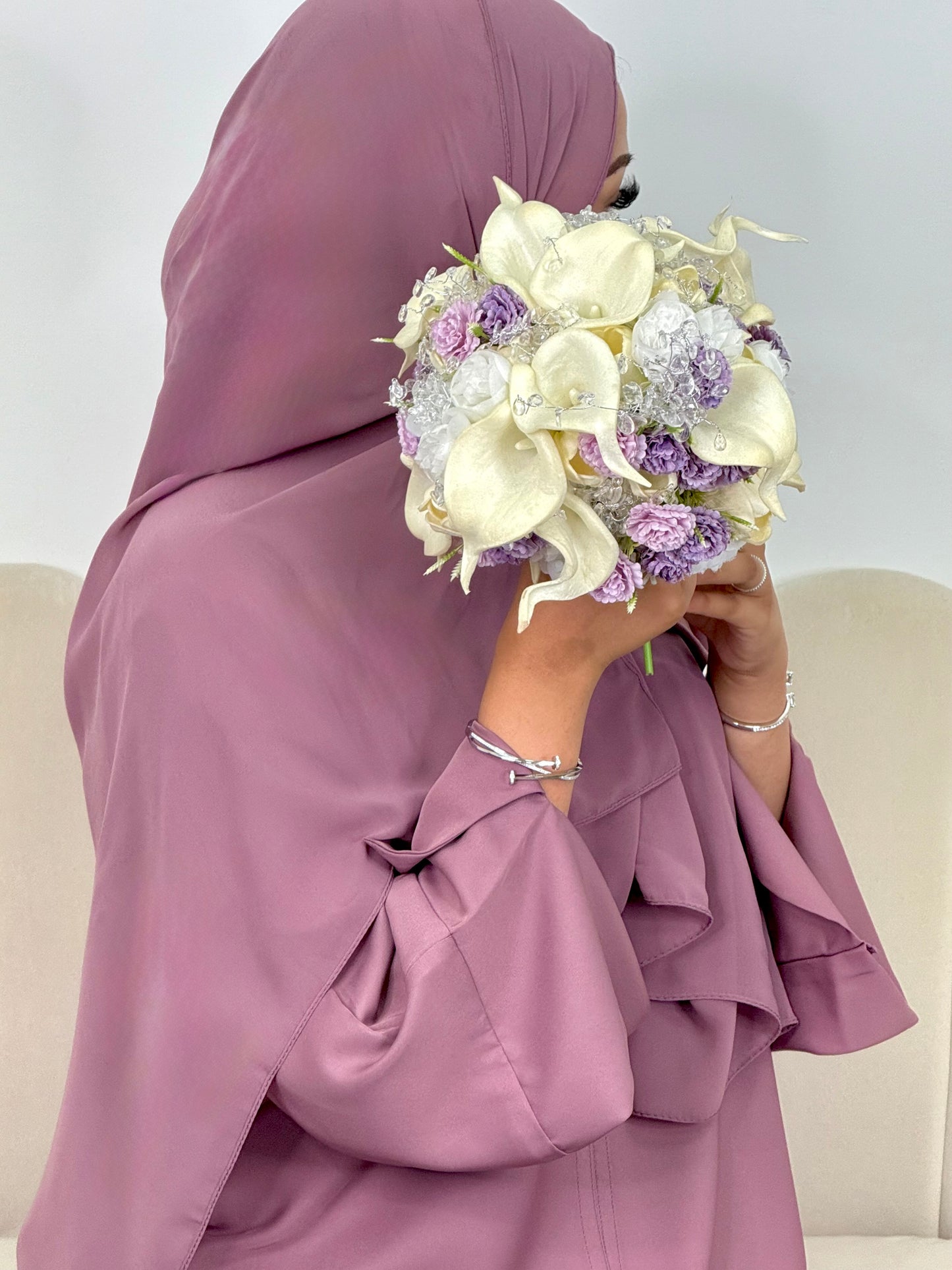 Lilac sun split abaya