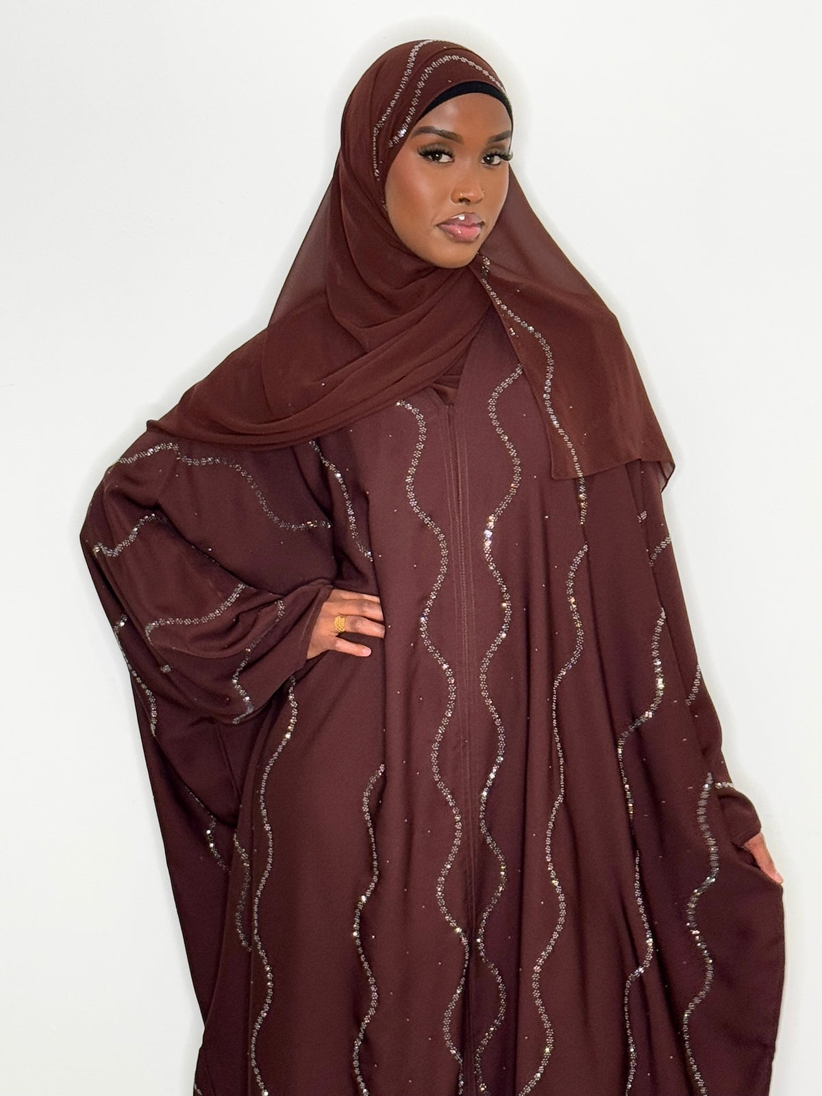 Sophia Swirl Brown Abaya