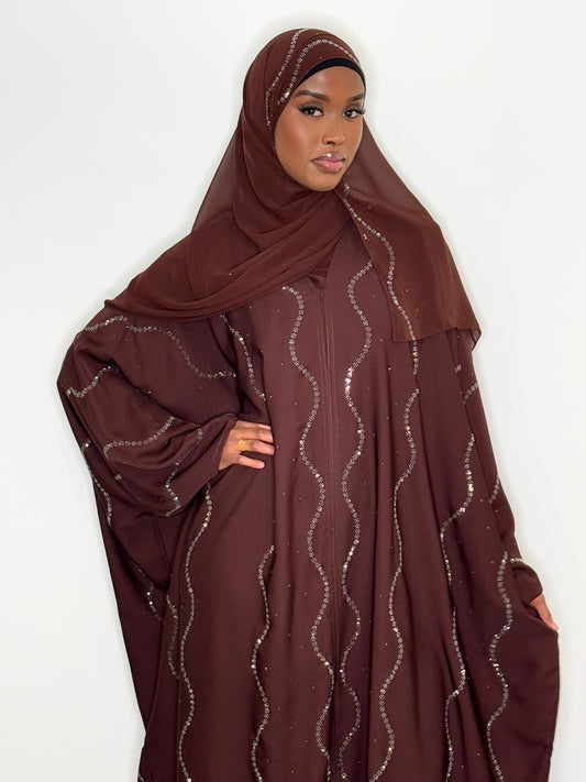 Sophia Swirl Brown Abaya