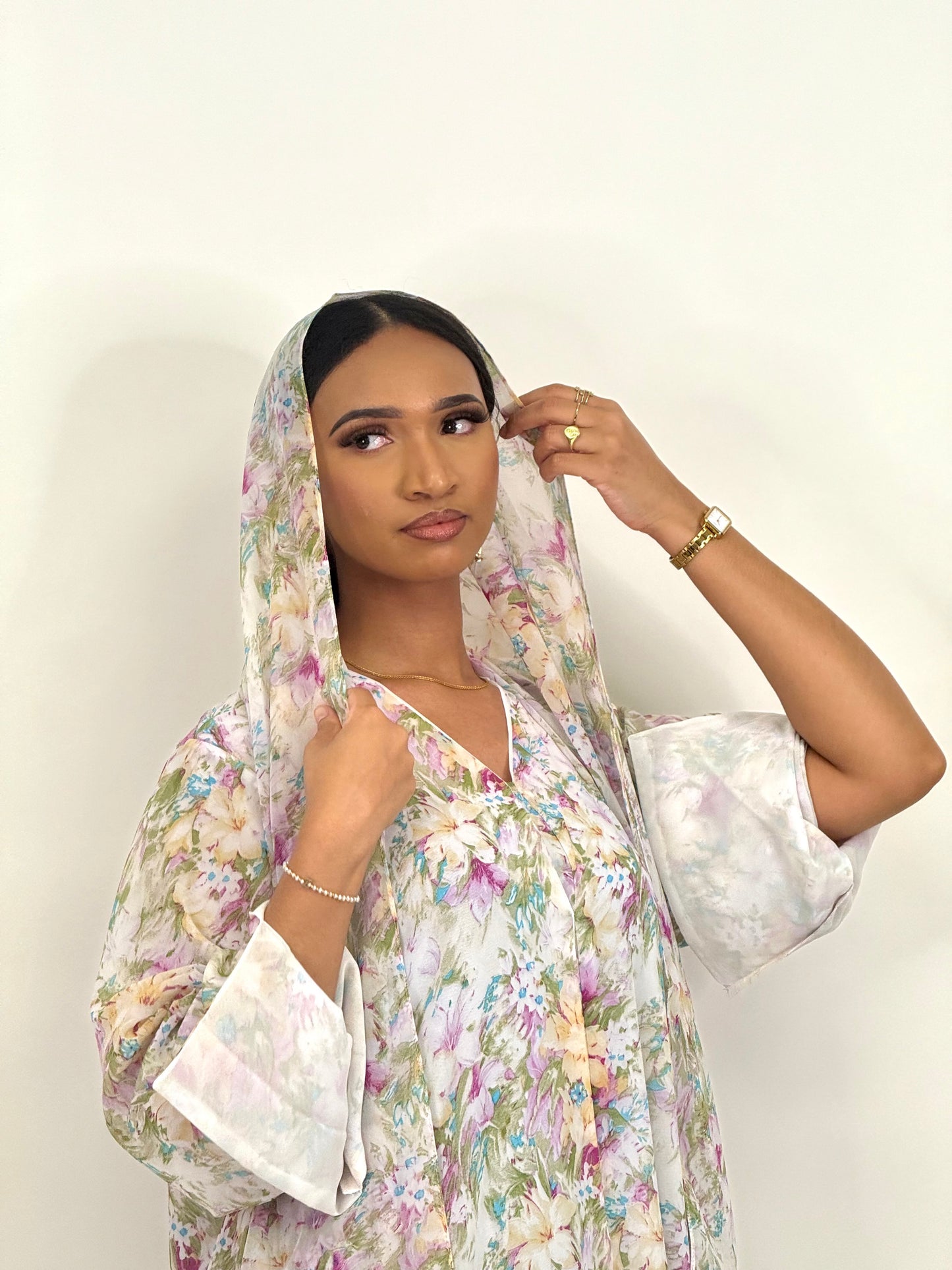 Limited purple rain printed abaya