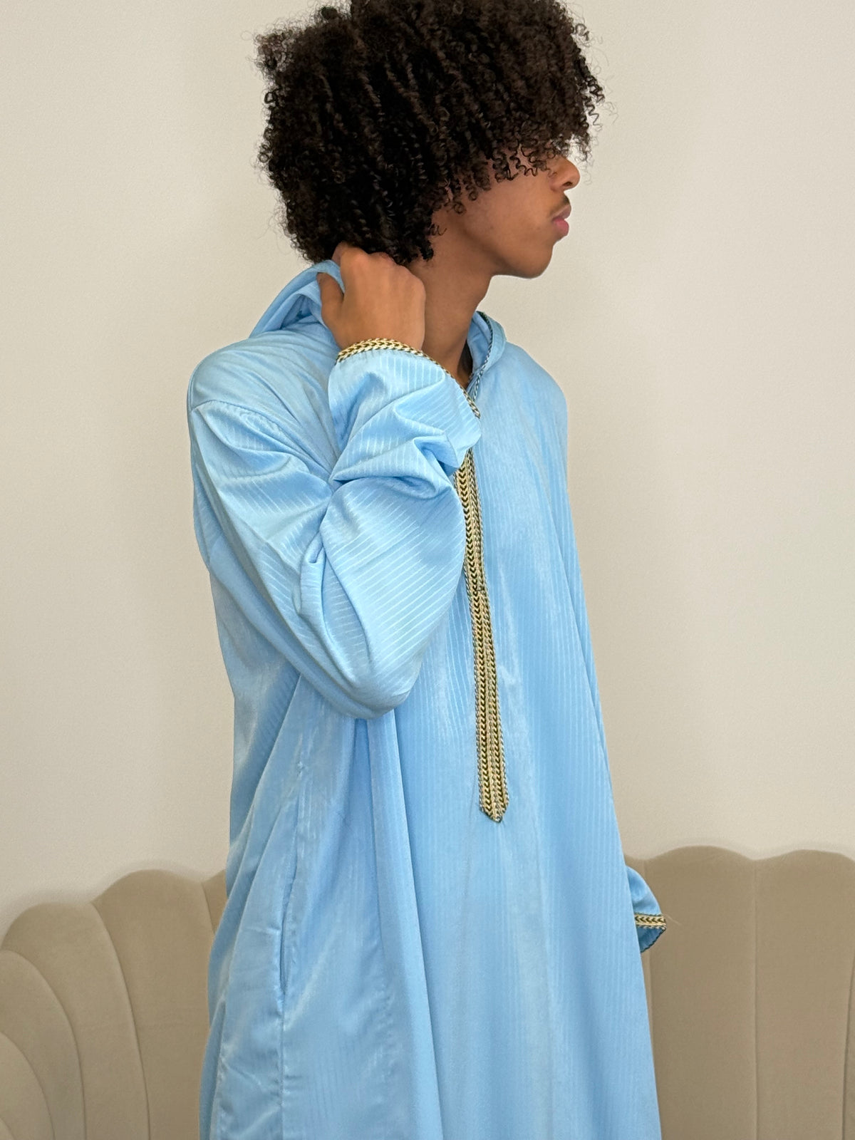 Light Blue Hooded Djellaba