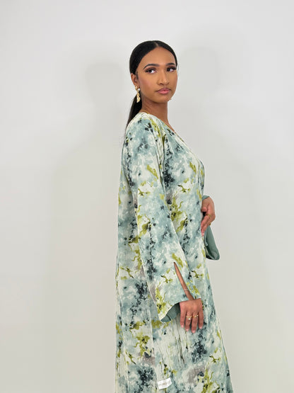 Limited Green park printed abaya