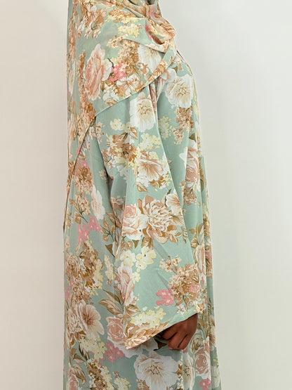 Green floral dream Print abaya