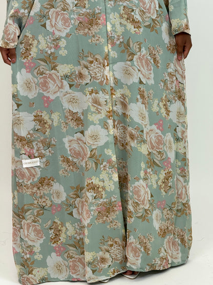 Green floral dream Print abaya