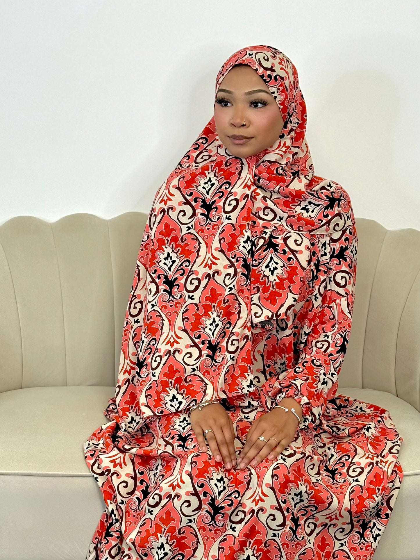 Berry print one piece prayer dress