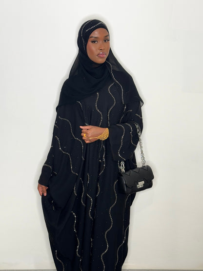 Sophia Swirl Black Abaya