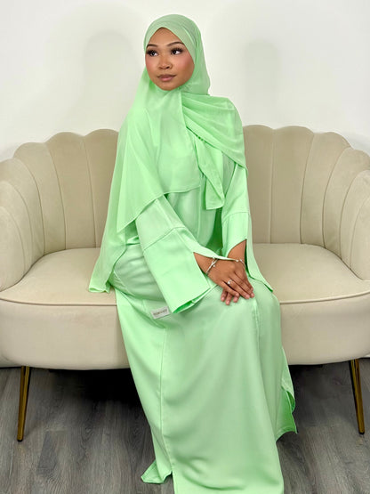 Lily Lime green split abaya