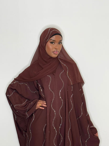 Sophia Swirl Brown Abaya