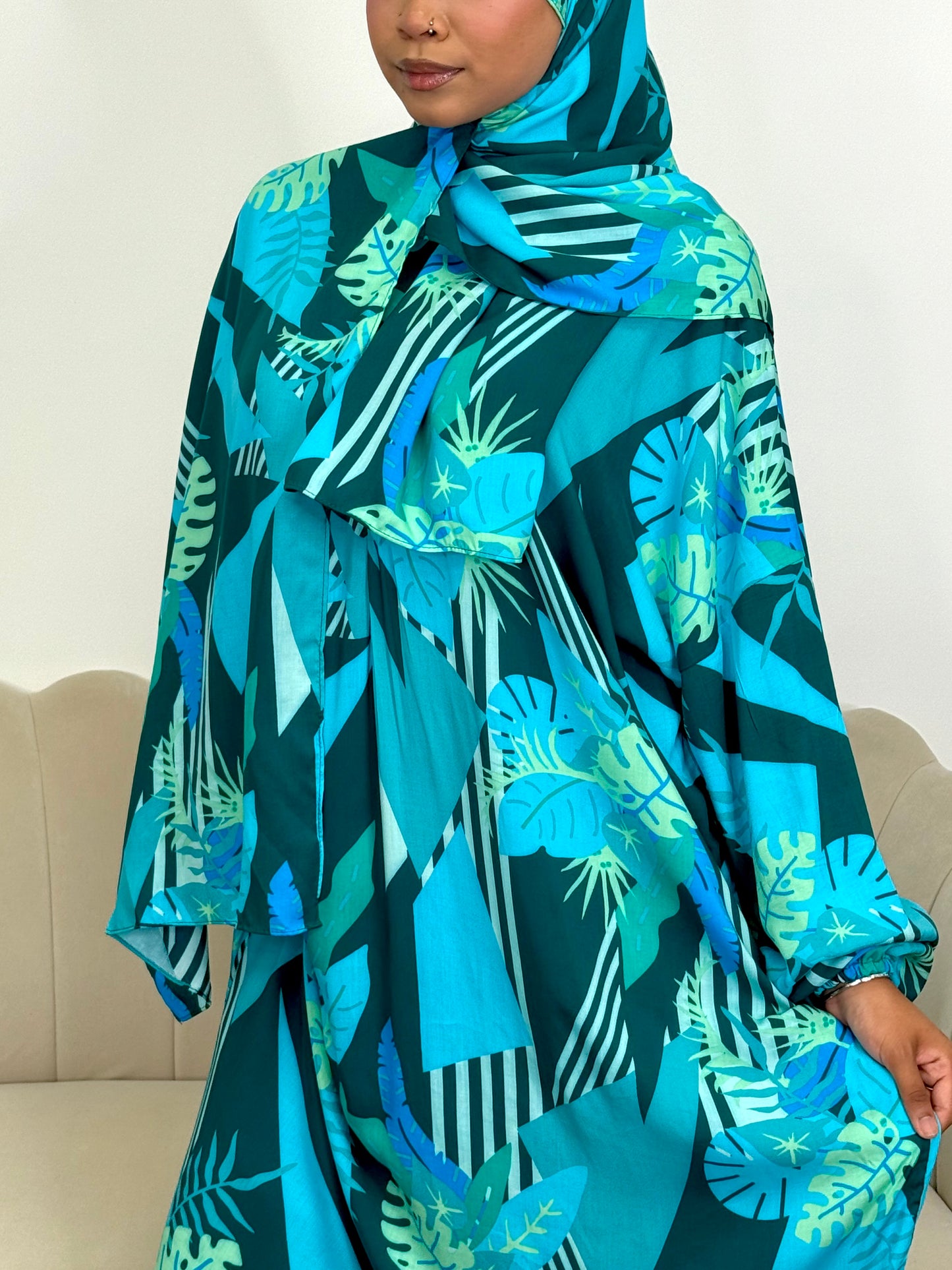 Medici print one piece prayer dress