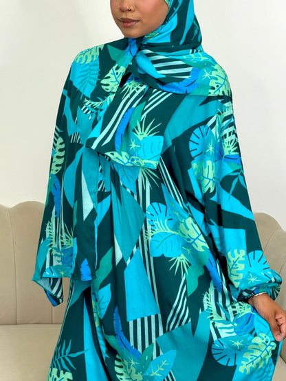 Medici print one piece prayer dress