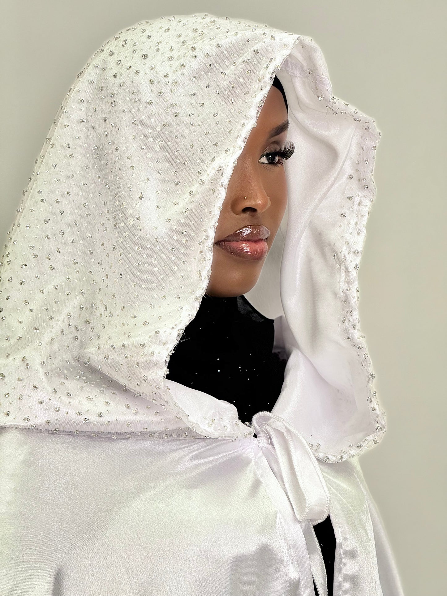 Aroosa diamond Silk Bridal cover up cape