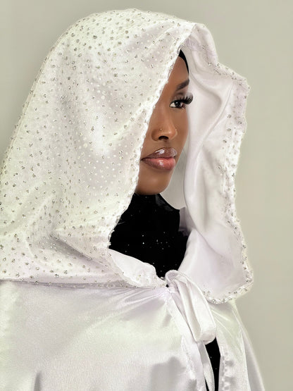 Aroosa diamond Silk Bridal cover up cape