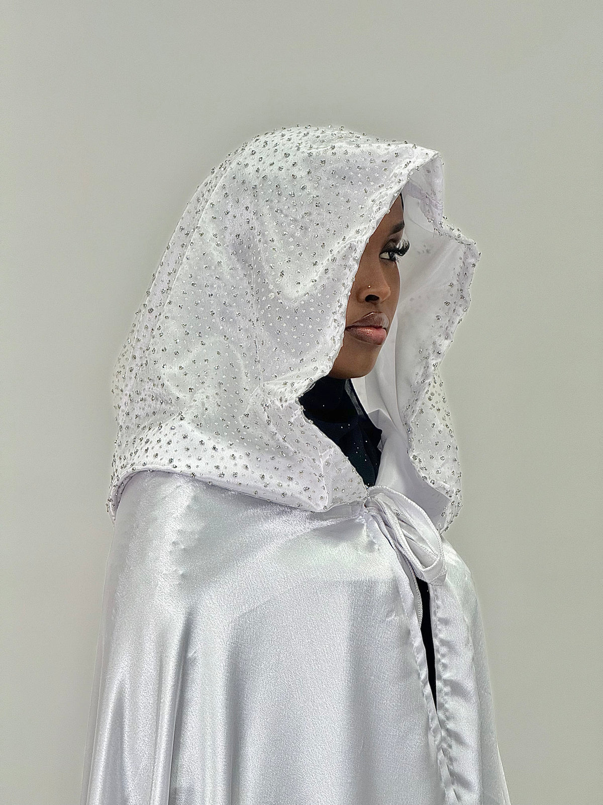 Aroosa diamond Silk Bridal cover up cape