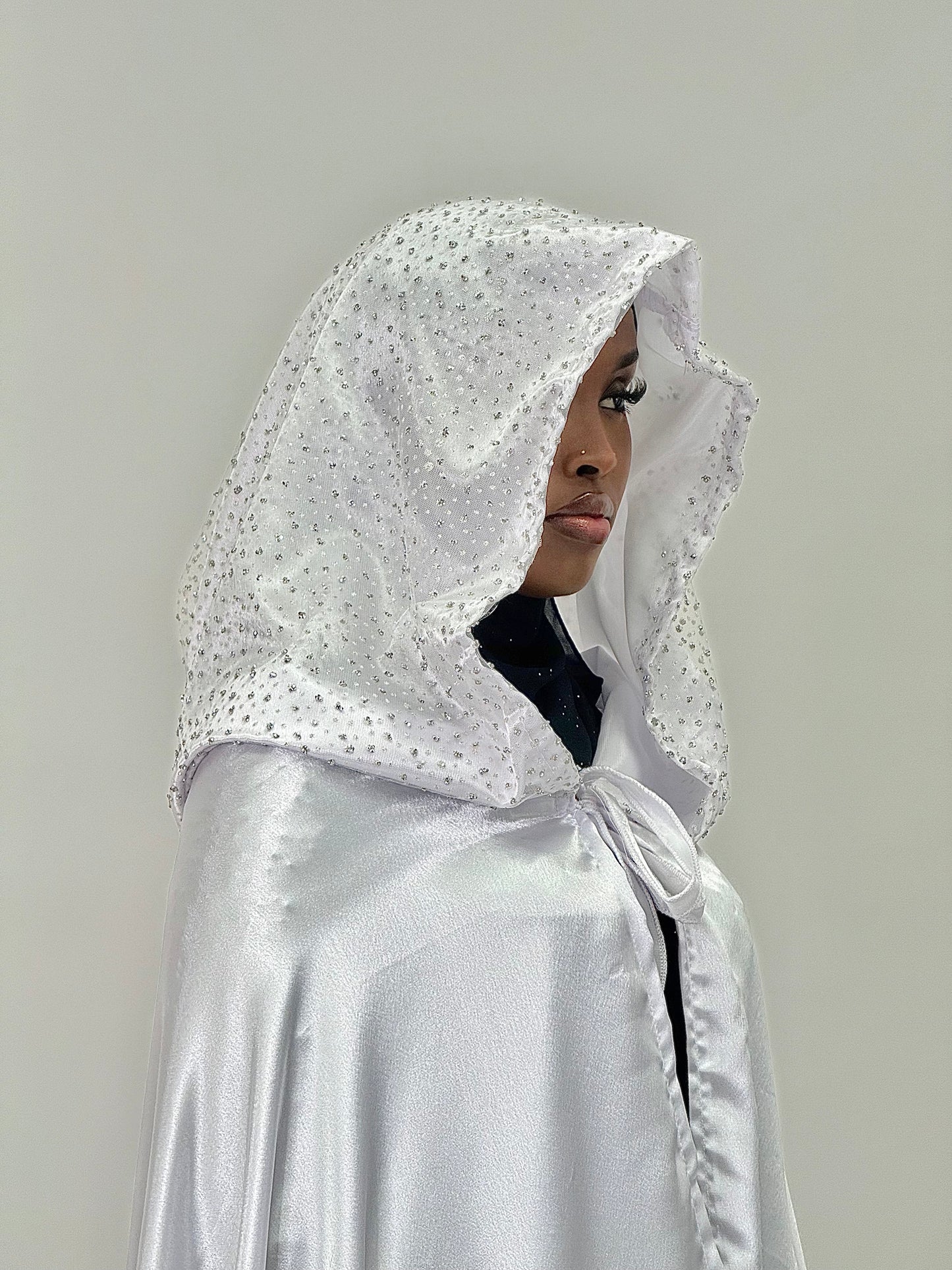 Aroosa diamond Silk Bridal cover up cape