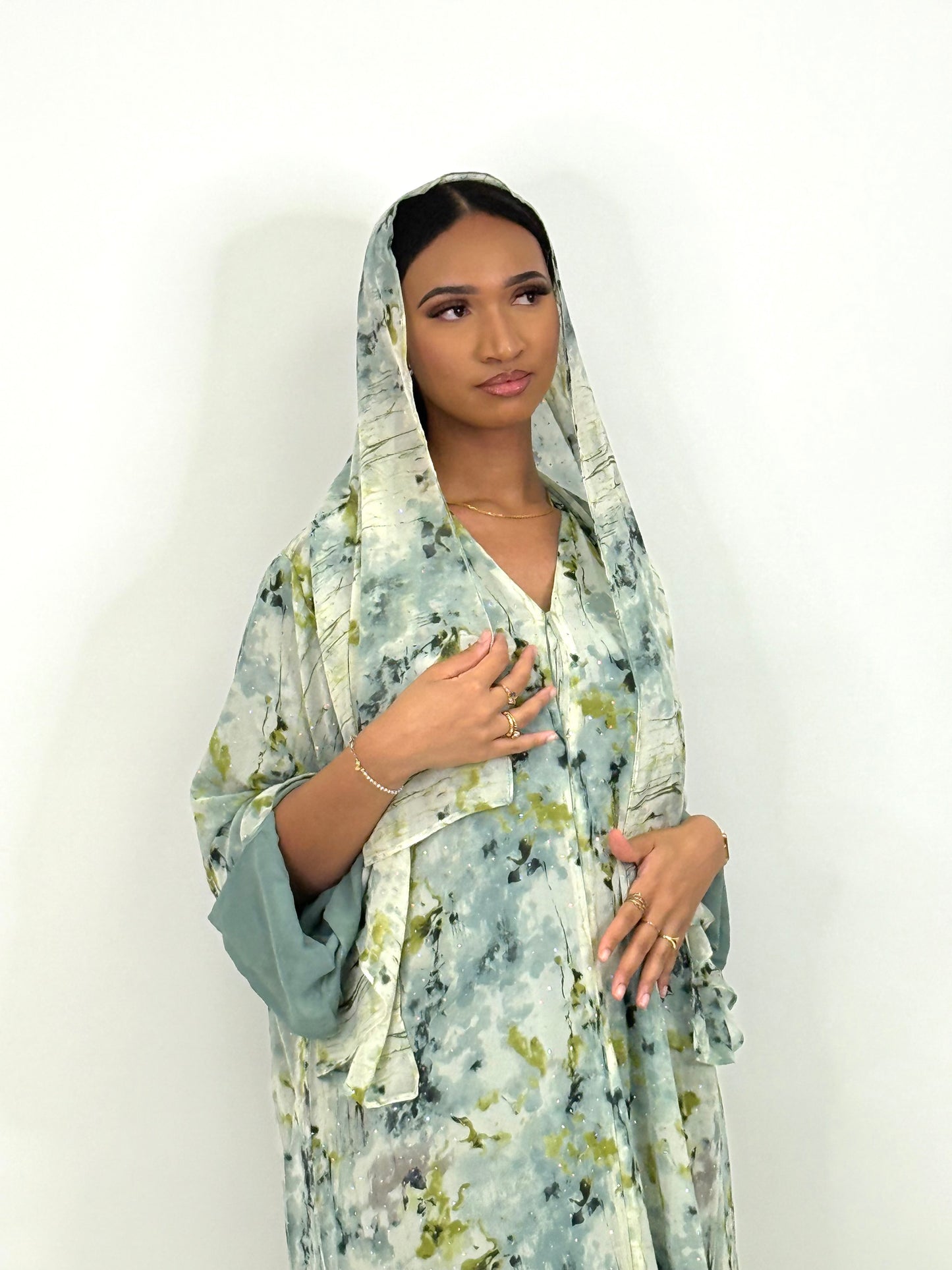 Limited Green park printed abaya
