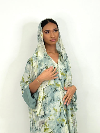 Limited Green park printed abaya