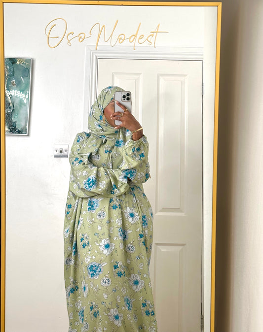 Lily green one piece islamic prayer dress