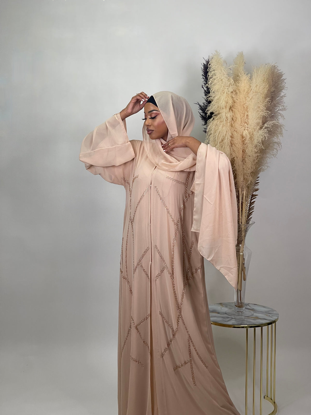 Cream Bespoke abaya set