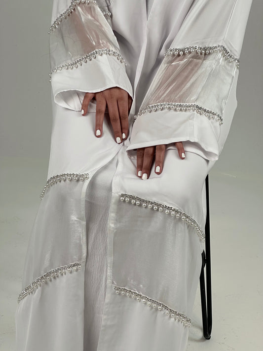 Sheer pearls abaya set