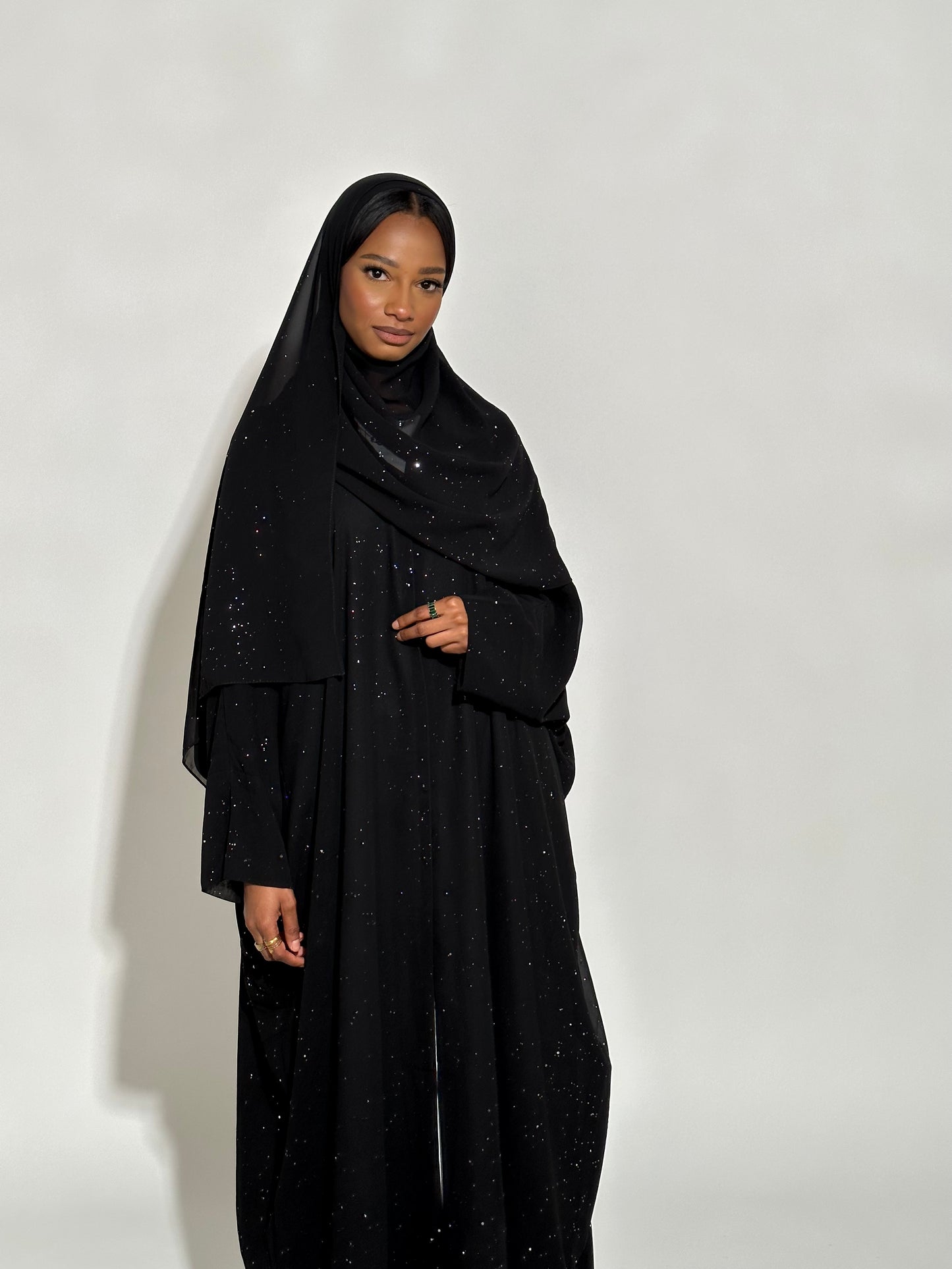 Black stars abaya set